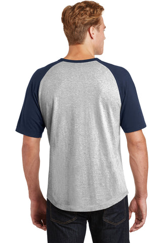 Sport-Tek Short Sleeve Colorblock Raglan Jersey (Heather Grey/ Navy)