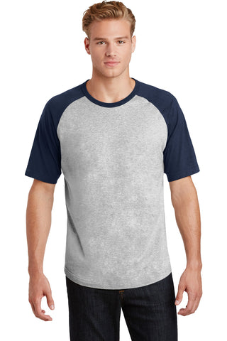 Sport-Tek Short Sleeve Colorblock Raglan Jersey (Heather Grey/ Navy)