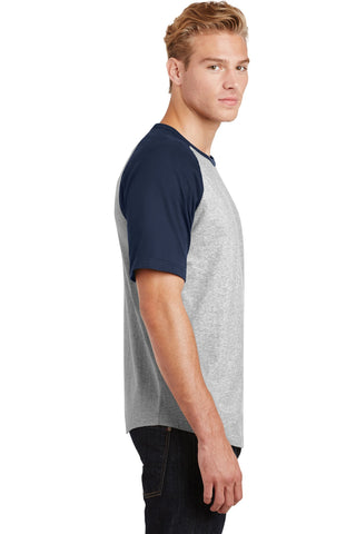 Sport-Tek Short Sleeve Colorblock Raglan Jersey (Heather Grey/ Navy)