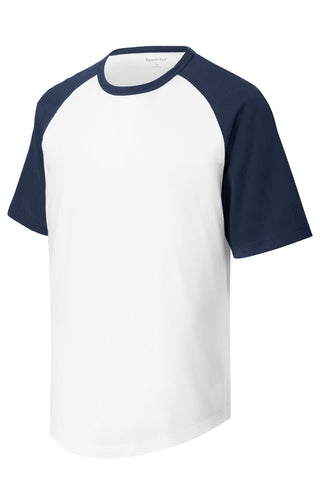 Sport-Tek Short Sleeve Colorblock Raglan Jersey (White/ Navy)