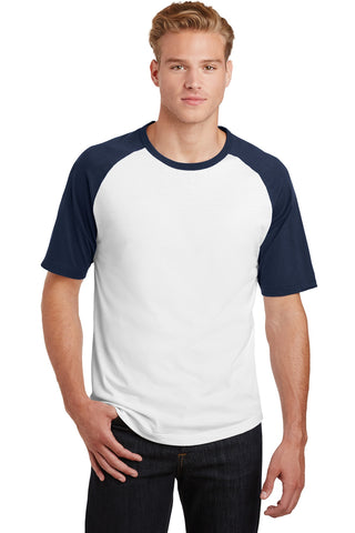 Sport-Tek Short Sleeve Colorblock Raglan Jersey (White/ Navy)