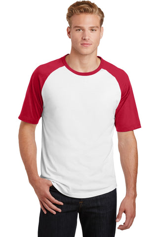 Sport-Tek Short Sleeve Colorblock Raglan Jersey (White/ Red)