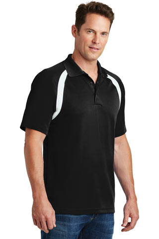 Sport-Tek Dry Zone Colorblock Raglan Polo (Black/ White)