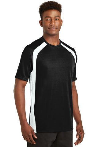 Sport-Tek Dry Zone Colorblock Crew (Black/ White)