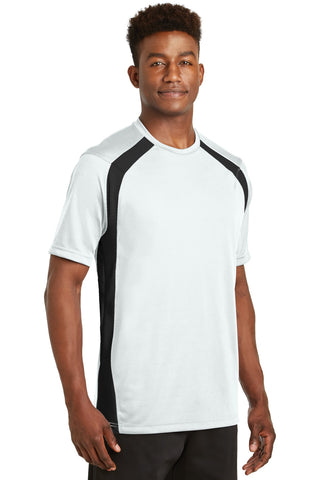 Sport-Tek Dry Zone Colorblock Crew (White/ Black)