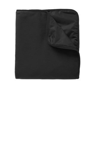 Port Authority Fleece & Poly Travel Blanket (Black/ Black)