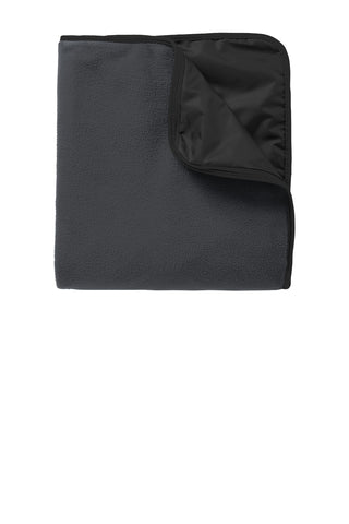 Port Authority Fleece & Poly Travel Blanket (Lead Grey/ Black)