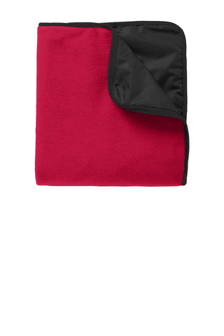 Port Authority Fleece & Poly Travel Blanket (Rich Red/ Black)