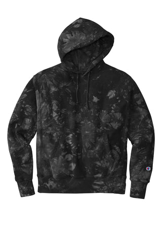 Champion Reverse Weave Scrunch-Dye Tie-Dye Hooded Sweatshirt (Black)