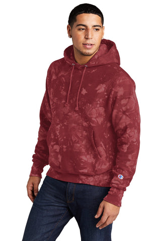 Champion Reverse Weave Scrunch-Dye Tie-Dye Hooded Sweatshirt (Mulled Berry)