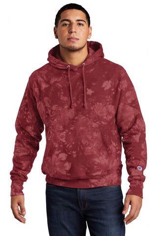 Champion Reverse Weave Scrunch-Dye Tie-Dye Hooded Sweatshirt (Mulled Berry)