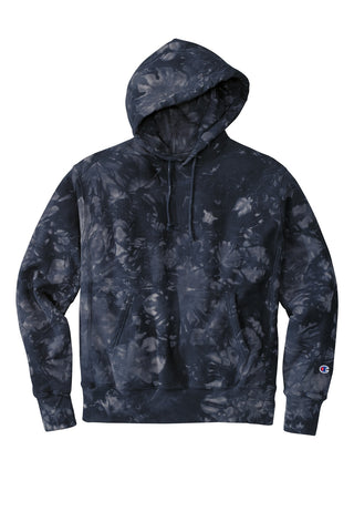 Champion Reverse Weave Scrunch-Dye Tie-Dye Hooded Sweatshirt (Navy)