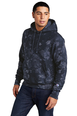 Champion Reverse Weave Scrunch-Dye Tie-Dye Hooded Sweatshirt (Navy)