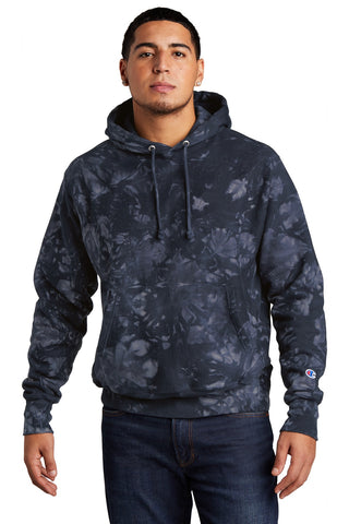 Champion Reverse Weave Scrunch-Dye Tie-Dye Hooded Sweatshirt (Navy)