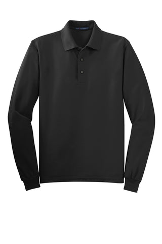 Port Authority Tall Silk Touch Long Sleeve Polo (Black)