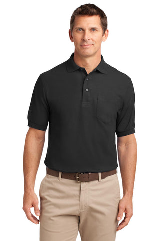 Port Authority Tall Silk Touch Polo with Pocket (Black)