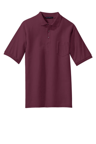 Port Authority Tall Silk Touch Polo with Pocket (Burgundy)