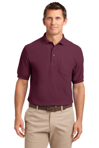 Port Authority Tall Silk Touch Polo with Pocket (Burgundy)