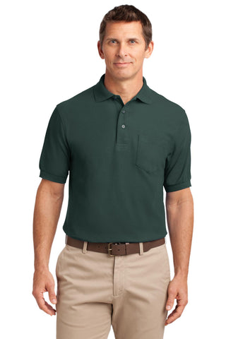 Port Authority Tall Silk Touch Polo with Pocket (Dark Green)