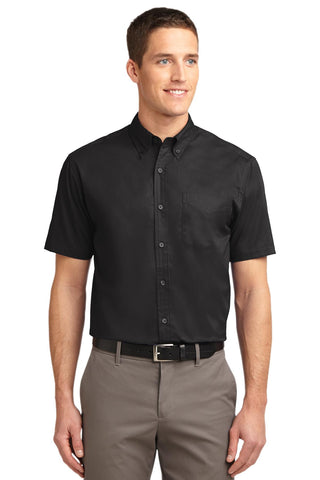 Port Authority Tall Short Sleeve Easy Care Shirt (Black/ Light Stone)