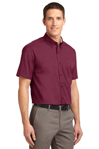 Port Authority Tall Short Sleeve Easy Care Shirt (Burgundy/ Light Stone)