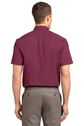 Port Authority Tall Short Sleeve Easy Care Shirt (Burgundy/ Light Stone)