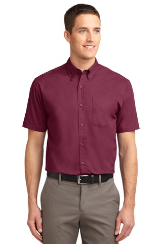 Port Authority Tall Short Sleeve Easy Care Shirt (Burgundy/ Light Stone)