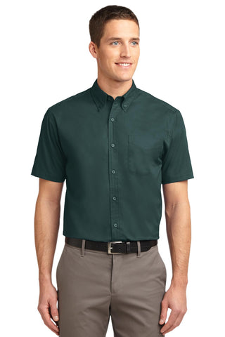 Port Authority Tall Short Sleeve Easy Care Shirt (Dark Green/ Navy)