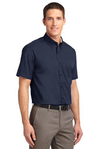 Port Authority Tall Short Sleeve Easy Care Shirt (Navy/ Light Stone)