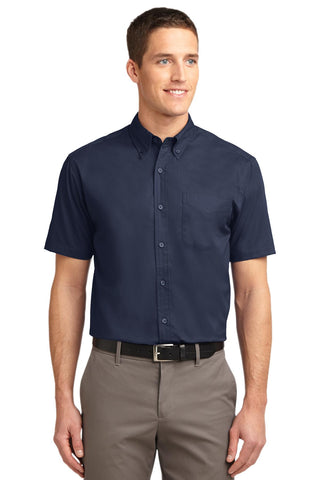 Port Authority Tall Short Sleeve Easy Care Shirt (Navy/ Light Stone)