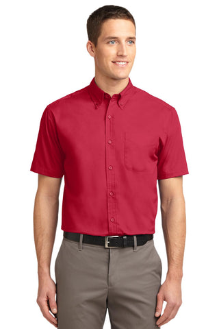 Port Authority Tall Short Sleeve Easy Care Shirt (Red/ Light Stone)