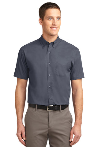 Port Authority Tall Short Sleeve Easy Care Shirt (Steel Grey/ Light Stone)