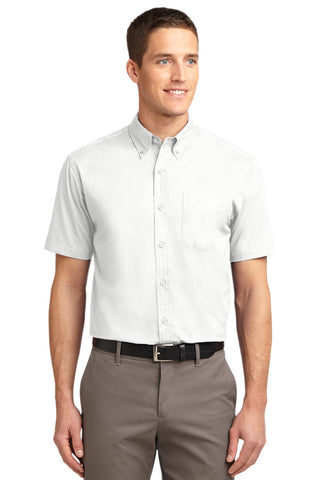 Port Authority Tall Short Sleeve Easy Care Shirt (White/ Light Stone)