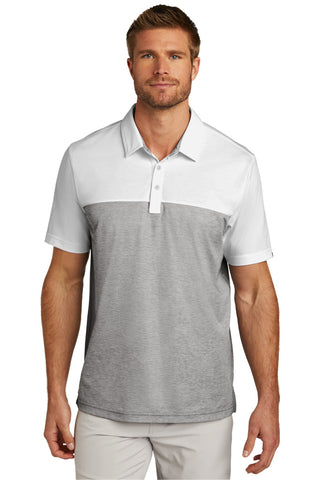 TravisMathew Oceanside Blocked Polo (White/ Quiet Shade Grey Heather)