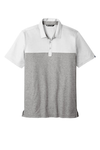 TravisMathew Oceanside Blocked Polo (White/ Quiet Shade Grey Heather)