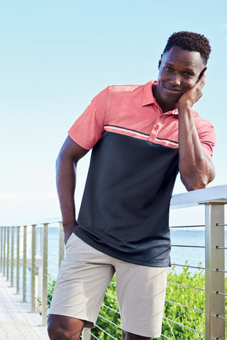 TravisMathew Sunset Blocked Polo (Cardinal Heather/ Blue Nights)