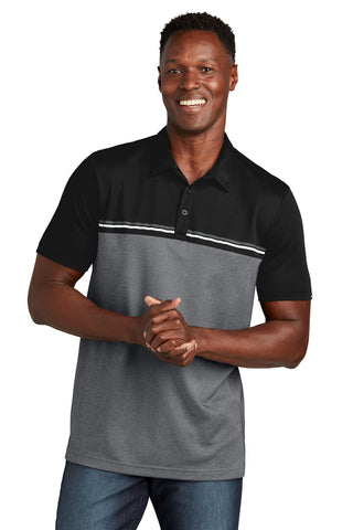 TravisMathew Sunset Blocked Polo (Black/ Dark Grey Heather)