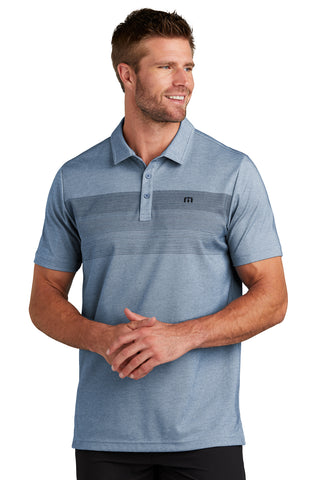 TravisMathew Coastal Chest Stripe Polo (Opal Blue Heather)