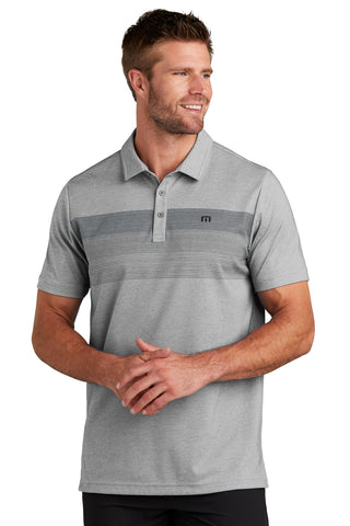 TravisMathew Coastal Chest Stripe Polo (Quiet Shade Grey Heather)