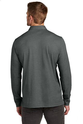 TravisMathew Oceanside Heather Long Sleeve Polo (Black Heather)