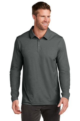 TravisMathew Oceanside Heather Long Sleeve Polo (Black Heather)