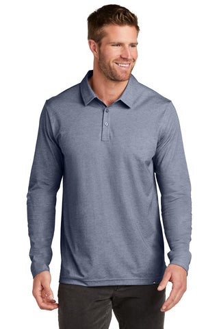 TravisMathew Oceanside Heather Long Sleeve Polo (Blue Nights Heather)