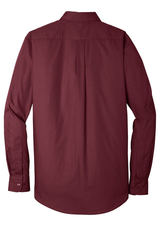 Port Authority Long Sleeve Carefree Poplin Shirt (Burgundy)