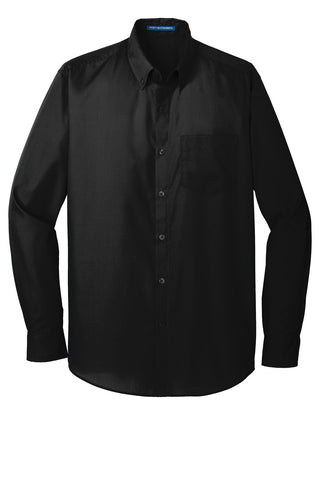 Port Authority Long Sleeve Carefree Poplin Shirt (Deep Black)