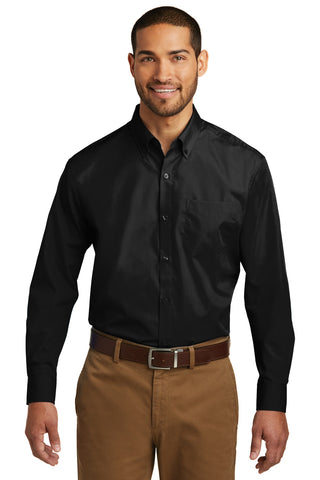 Port Authority Long Sleeve Carefree Poplin Shirt (Deep Black)