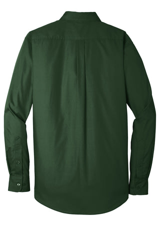 Port Authority Long Sleeve Carefree Poplin Shirt (Deep Forest Green)