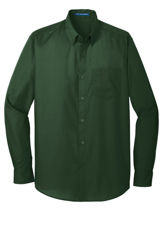 Port Authority Long Sleeve Carefree Poplin Shirt (Deep Forest Green)