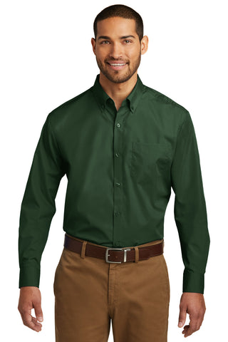 Port Authority Long Sleeve Carefree Poplin Shirt (Deep Forest Green)