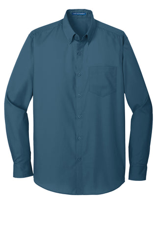 Port Authority Long Sleeve Carefree Poplin Shirt (Dusty Blue)