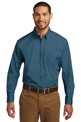 Port Authority Long Sleeve Carefree Poplin Shirt (Dusty Blue)